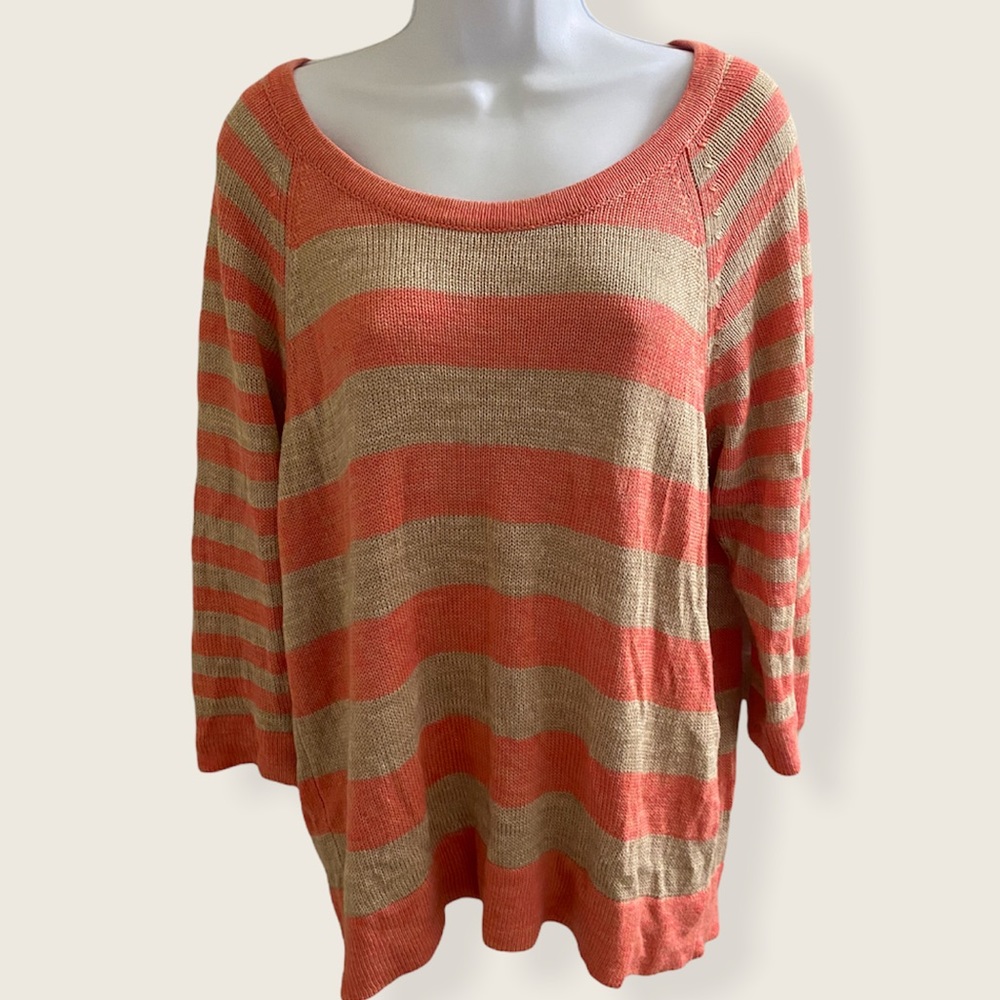 ND weekend coral tan 3/4 sleeve sweater large